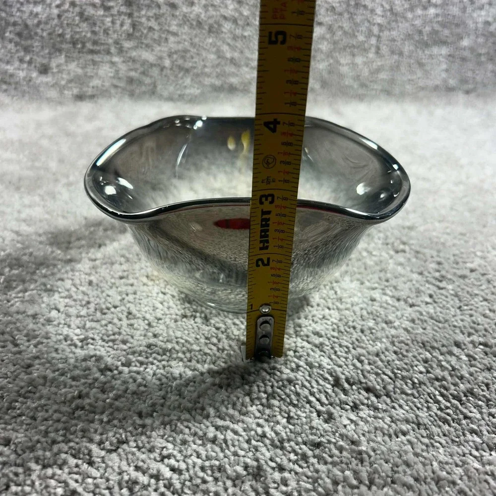 Vintage Bowl Smoke Ombre‎ Silver Rim Glass Dish